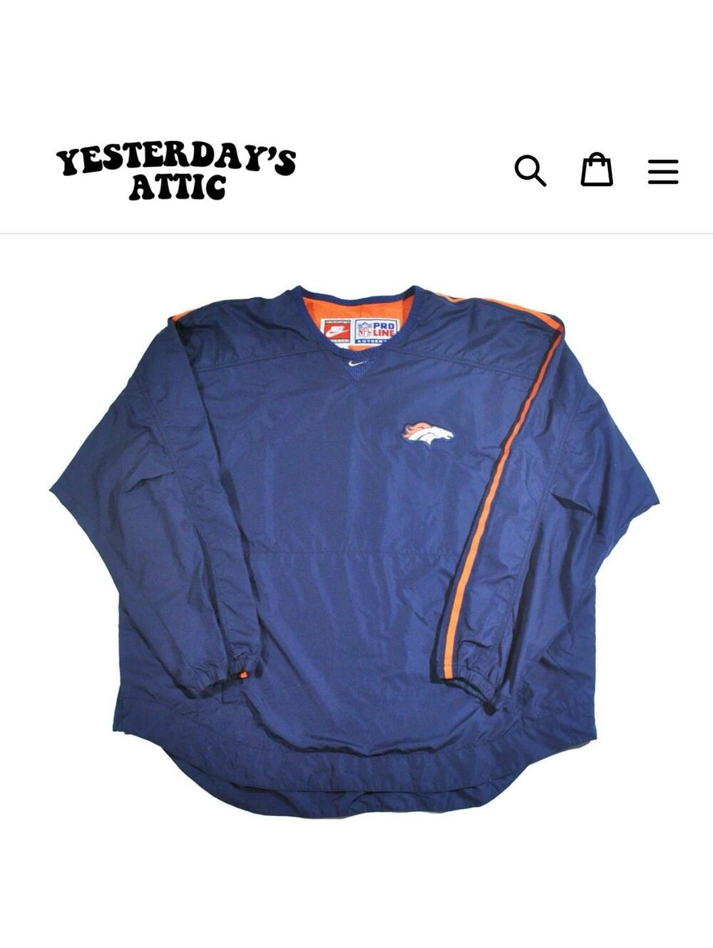 Vintage Denver Broncos Nike NFL Football Navy Pull Over Jacket Size X-Large